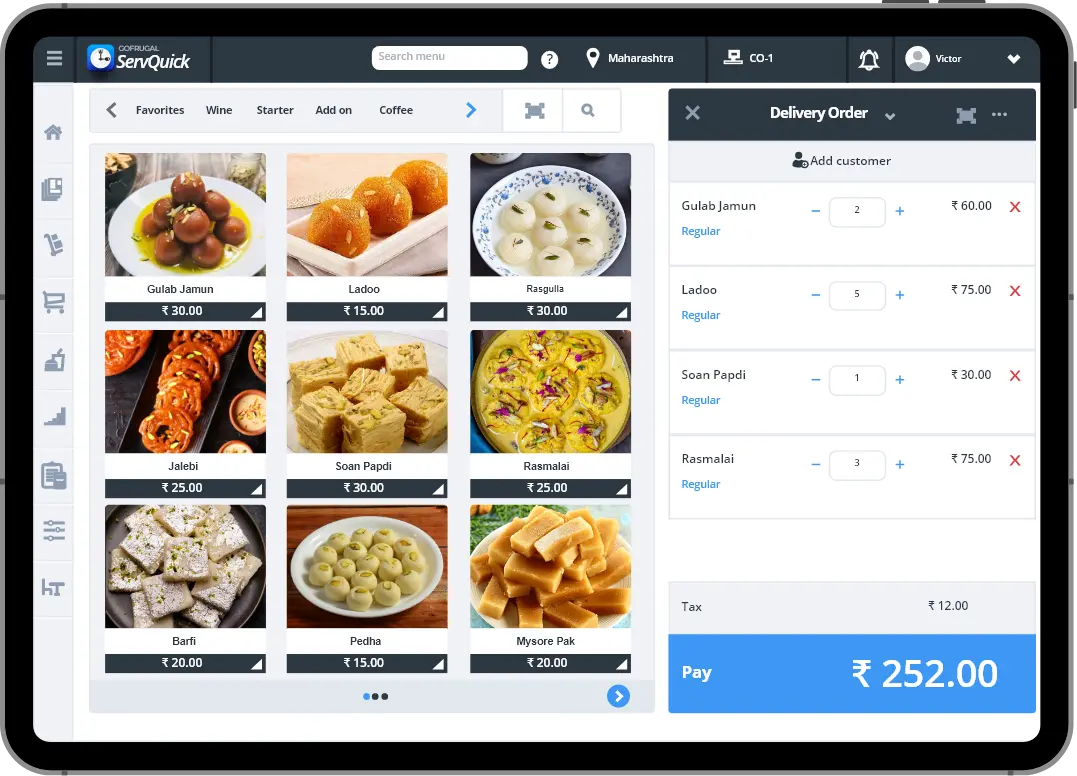 Restaurant on Tablet Screen